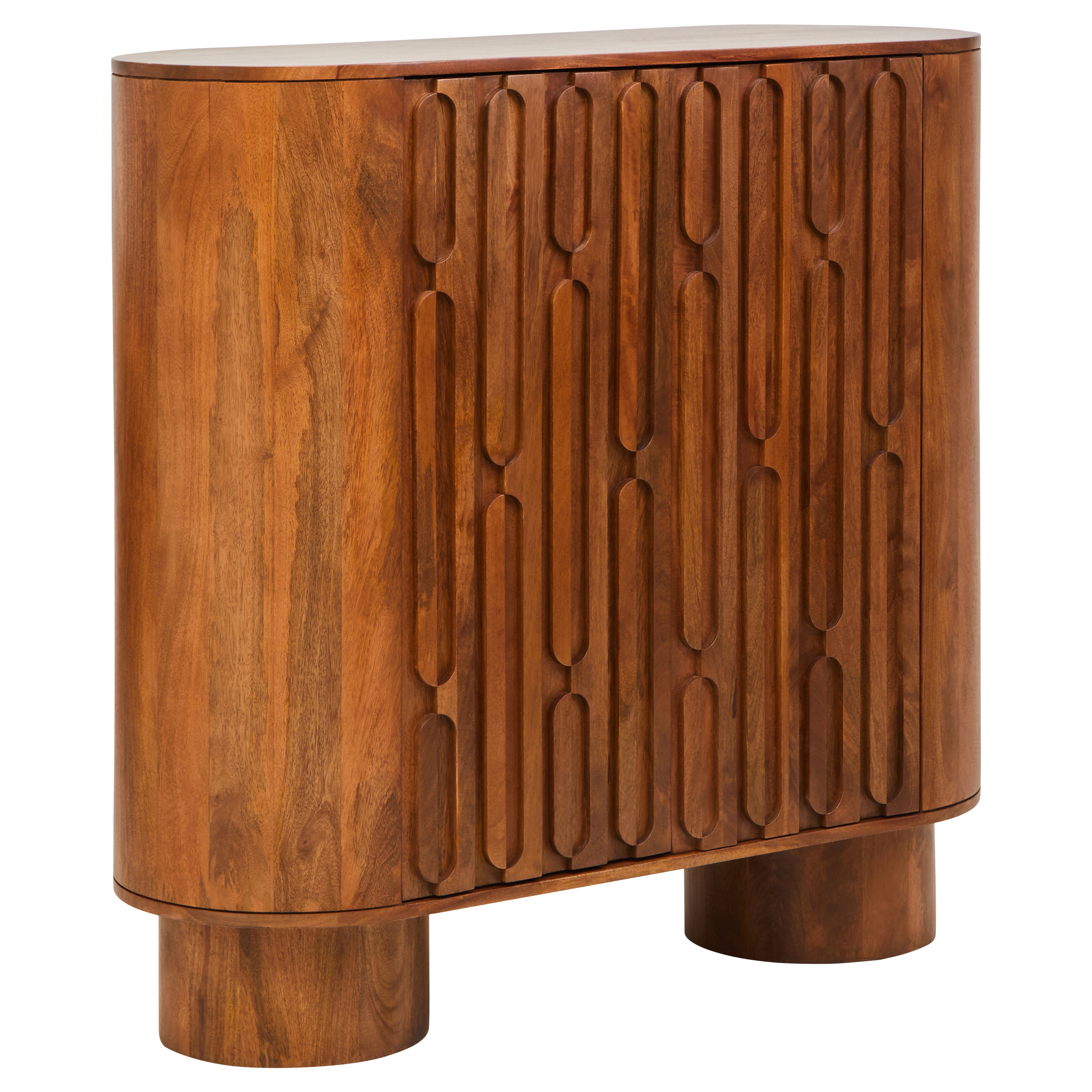 Chiara Carved Brown Mango Wood Cabinet